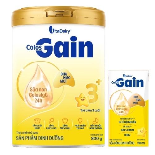 VitaDairy Sữa Bột Colos Gain - Bổ Sung Dinh Dưỡng, Hỗ Trợ Tăng Cân, Miễn Dịch Khỏe - Lon 800g, Công Thức Đột Phá, Dễ Hấp Thu, Phát Triển Trí Não