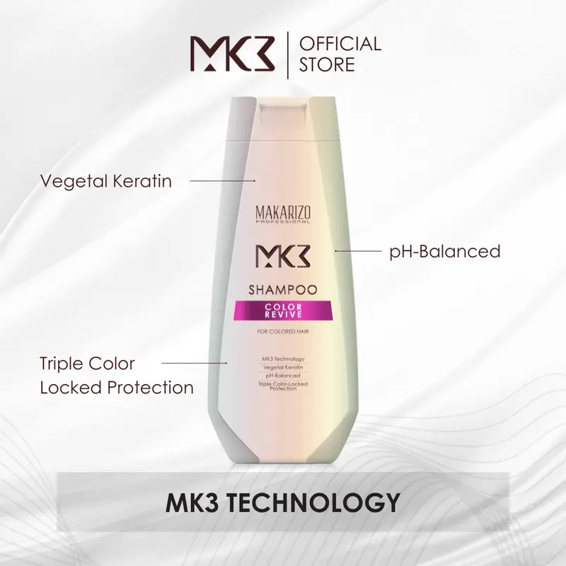 Makarizo Professional MK3 Color Revive Shampoo 250ml - Shampoo Khusus Rambut Berwarna Colored Hair Shampoo 3