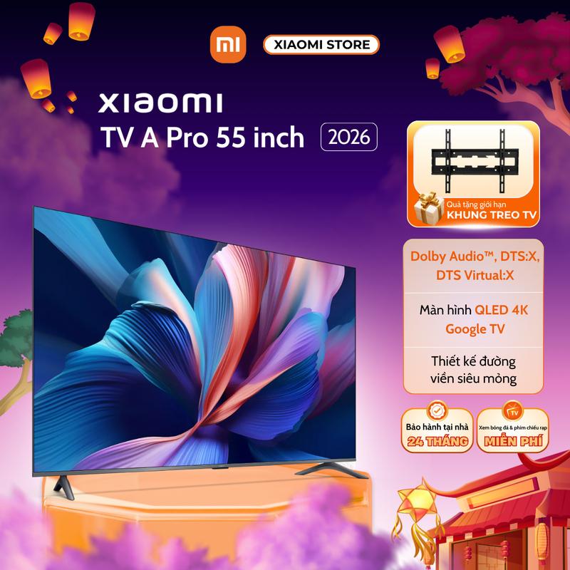 Tivi Xiaomi A Pro 55 Inch 2026 Google TV, Độ Phân Giải 4K - Hàng Chính Hãng - Bảo Hành 2 Năm