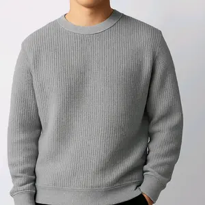 Basic Sweater Crewneck Polos Bahan Waffle Pria Crewnek Pria/Crewneck Unisex
