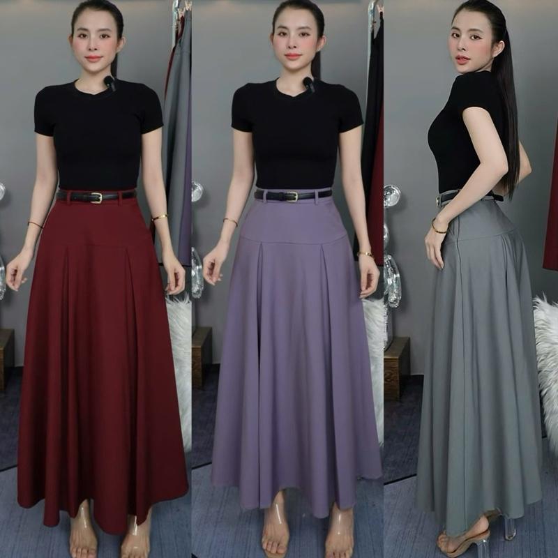 T740- Chân váy xoè khoá kéo bên hông chất mềm mịn mát rũ Mộc She