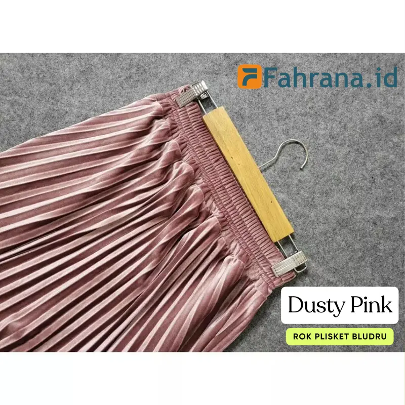 Rok Plisket Velvet Bludru Midi Pendek 7/8 Premium Jumbo Import Fahrana.id - Bahan Suede Import Tebal dan Halus, Pinggang Karet Elastis Kuat dan Kokoh 8