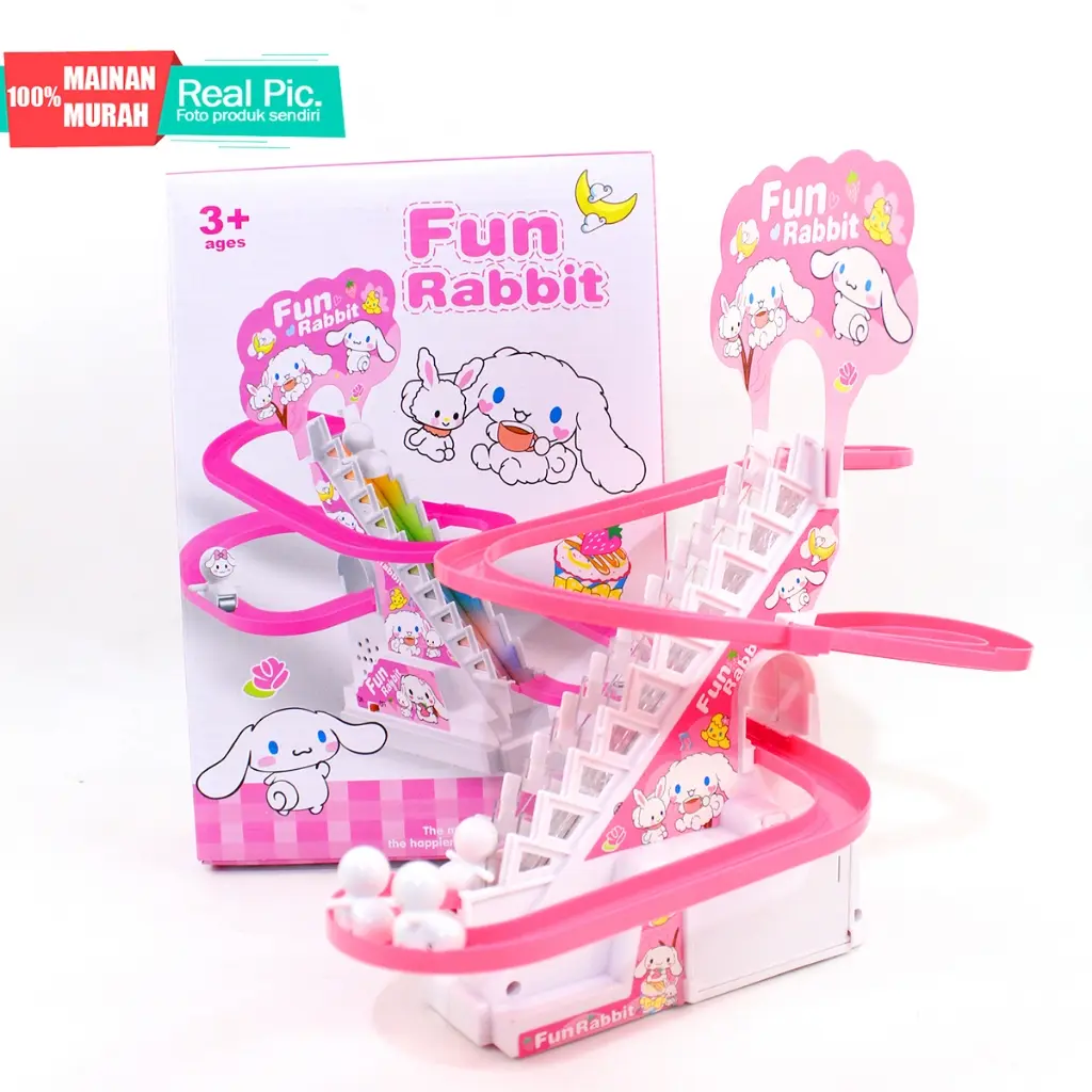 MAINAN ANAK BEBEK PINGGUIN SELUNCUR TANGGA BAYI FUN RABBIT TRACK MUSIK LAMPU SNI Toys