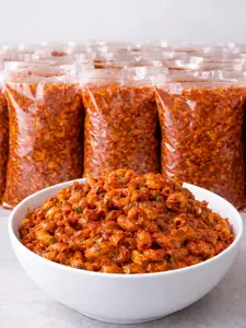 Makaroni Cikruh Pedas daun jeruk Gurih Kriuk – Snack Pedas Bumbu Nempel