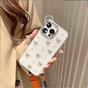 Case Iphone Coquette Ribbon Clear Glitter - Hardcase/Case Hp Compatible For Iphone 7 8 7+ 8+ X Xr 11 12 13 14 15 16 16E 17 17AIR  Pro Max Plus Casing Full Cover Pelindung Handphone RCI514 Softcase Bumper