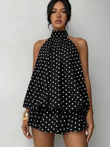 Vestido mini de verano para mujer, estilo fiesta, con atado al cuello y espalda descubierta, efecto adelgazante, elegante, sin mangas y corto; casual y estiloso