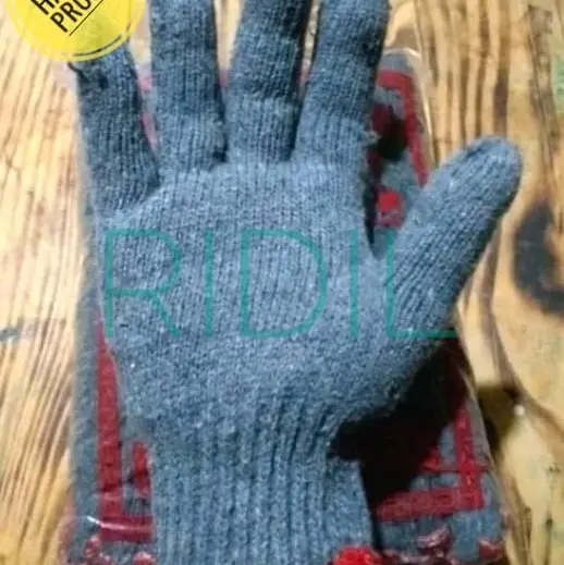 sarung tangan kerja 1lusin/12pasang rajut abu B6/8 gelang merah super tebal