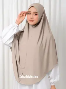 Zahra Hijab Store Bergo Instan Non Pet Jersey Malay Jumbo Daily XL Size XL Diameter 52cm Panjang Depan 88cm Panjang Belakang 90cm Bahan Lembut Adem Ringan
