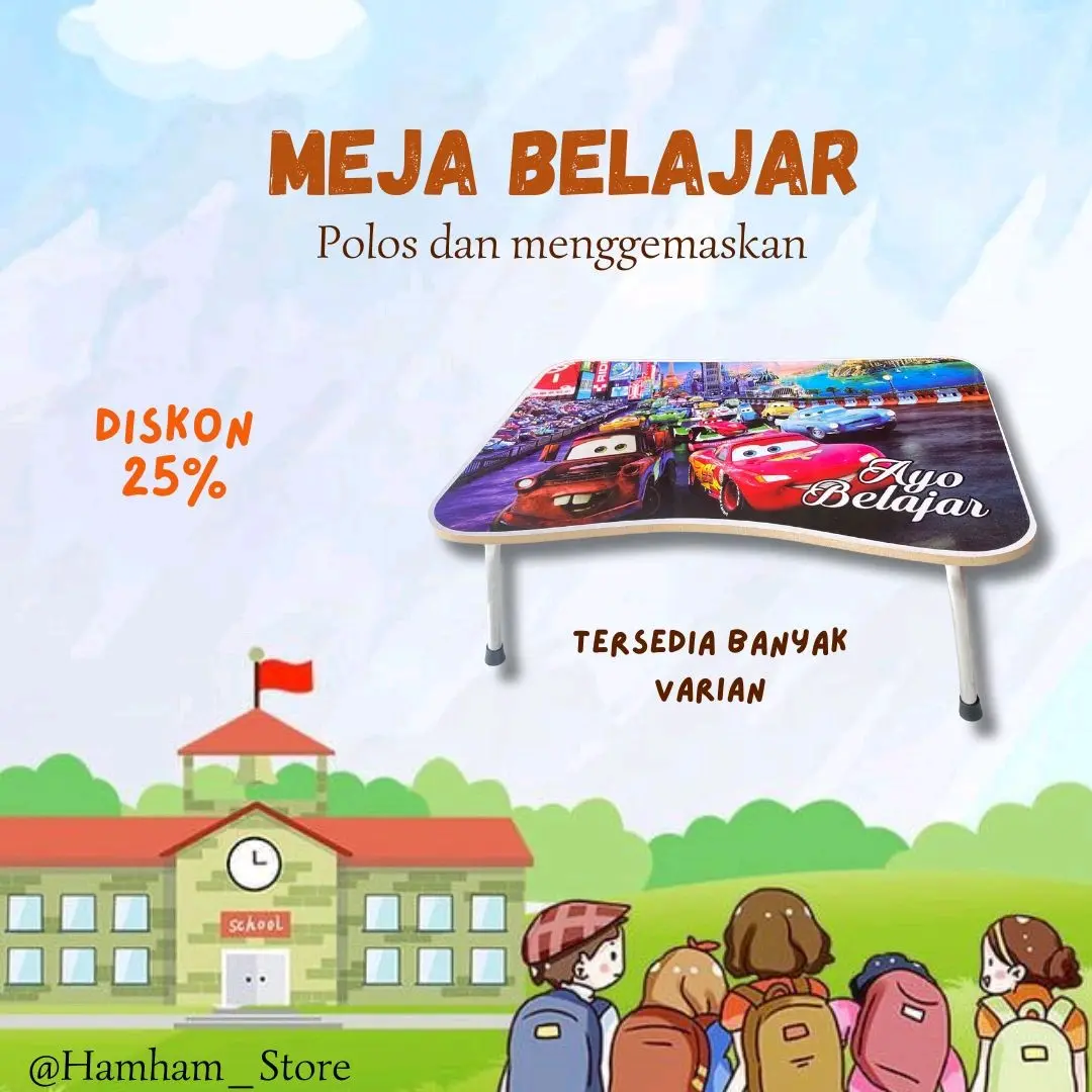 Meja belajar Lipat Karakter dan polos meja belajar anak murah meriah meja belajar awet tahan lama meja belajar anti slip meja lipat lucu untuk anak