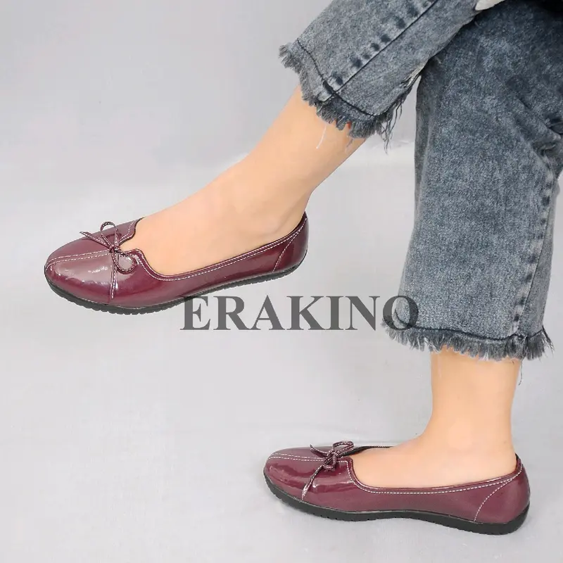 flatshoes wanita glossy sepatu flat cewek casual Black Shop