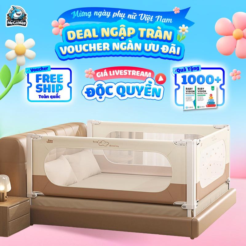 Thanh Chắn Giường Cho Bé Pakey Nâng Hạ 1 Bên 2 Bên Dễ Dàng,Thanh Chặn Giường Khung Cao 105cm, Cải Tiến Khóa Kép Cố Định