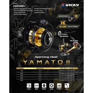 Reel Iroly Yamato II HG 1000 2000 3000 4000 Power Handle Full Metal Rubber Sil