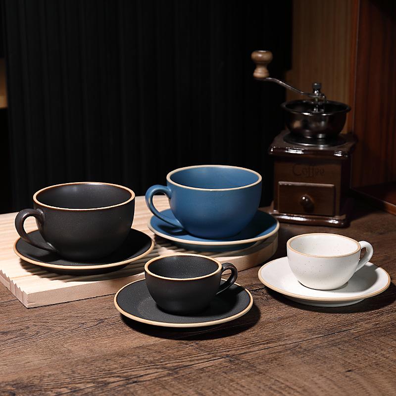 Product Introduction of Ceramic Coffee cup and saucer set Continental Latte cup Coffee shop home office breakfast cup personalized cup and saucer  mug drinkware reusable washable andwear-resistant 8
