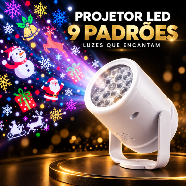 Projetor de Luz Natal LED Bivolt RGB Dinâmico Transparente | Projeção Decorativa para Árvore de Natal, Parede e Casa