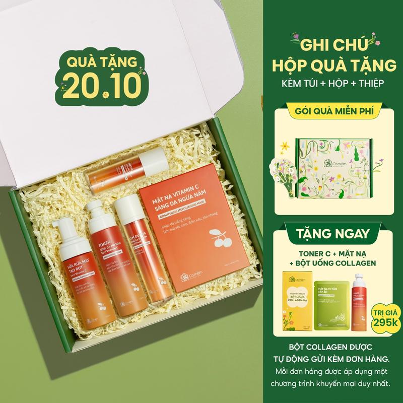 [COMBO TẶNG QUÀ MIỄN PHÍ] Trọn Bộ Chăm Sóc Da Sữa Rửa Mặt, Toner, Serum, Kem Dưỡng Vitamin C Ngừa Nám Sáng Da Chiết Xuất Sơ Ri Cỏ Mềm