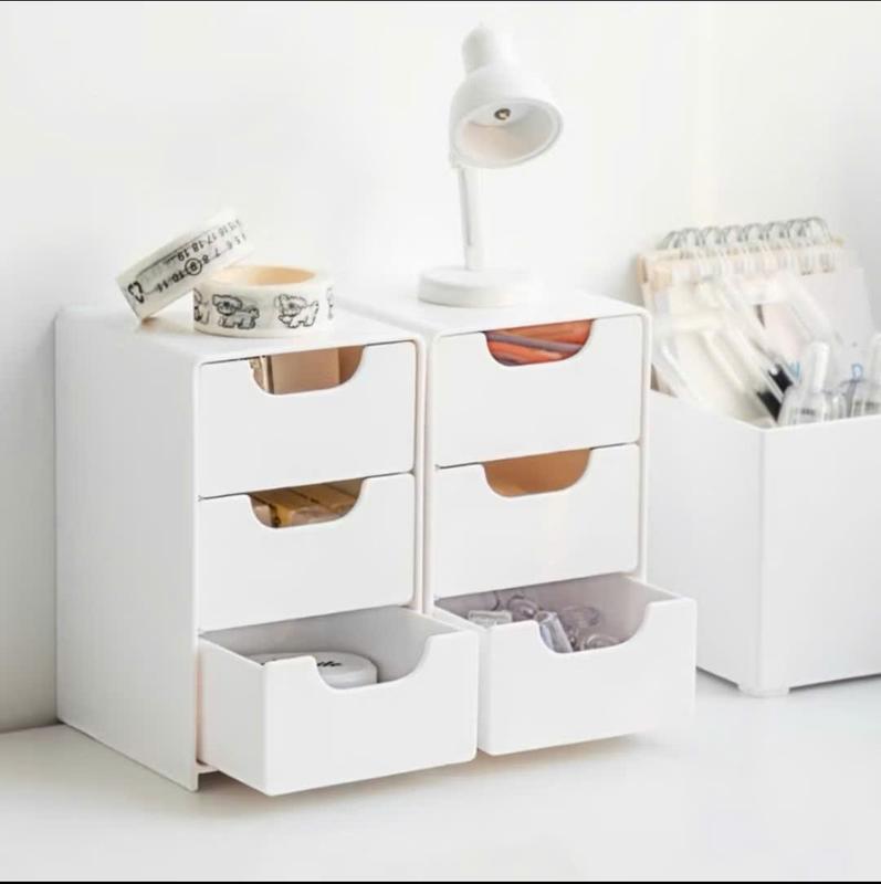 Hộp Ngăn Kéo Mini 3 Tầng Để Bàn - Tủ Đựng Đồ Đa Năng Bằng Nhựa, Hộp Lưu Trữ Văn Phòng Phẩm & Mỹ Phẩm KE05