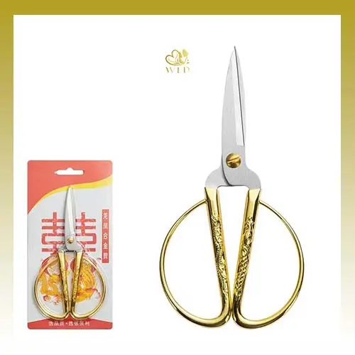 WED Gunting Emas Dragon Phoenix / Gunting Sangjit Langkahan Potong Pita Upacara Wedding Chinese WED76