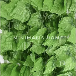 Daun Rambat Besar Anggur Sulur 1m Warna Hijau Muda Plastik Tanaman Dekorasi Lamaran