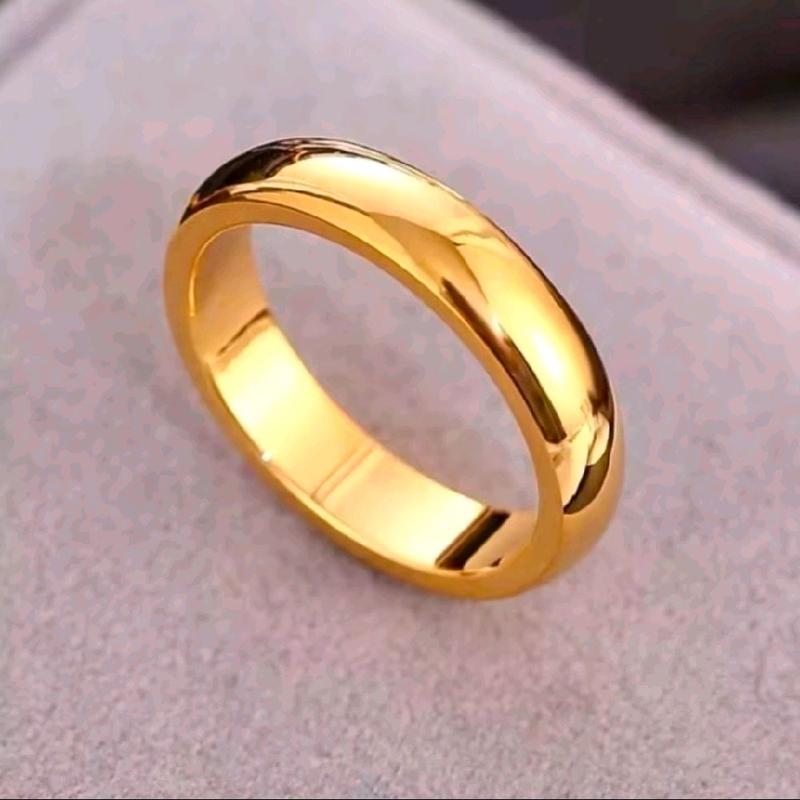 Cincin Murah Titanium Wanita Anti Karat Model Polos Perhiasan Lapis Emas 24k Terbaru Rings 7