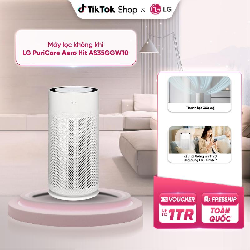 KOL Máy lọc không khí LG PuriCare Aero Hit AS35GGW10.ABAE - Hiệu quả phạm vi 34m2 - Cảm biến bụi mịn PM 1.0