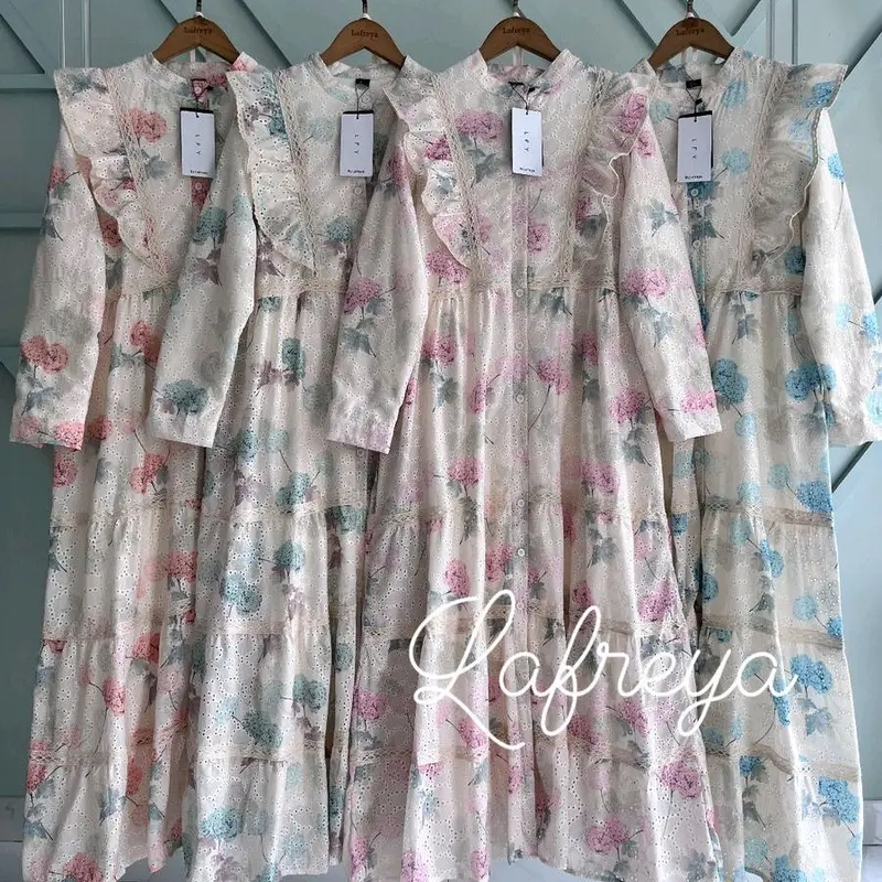 ATHENA, KYO dress bordir premium LFY Gamis Mewah Nyaman untuk Acara Formal dan Semi-Formal - Wanita, Katun, Muslim, Pesta, Panjang, Keluarga 1