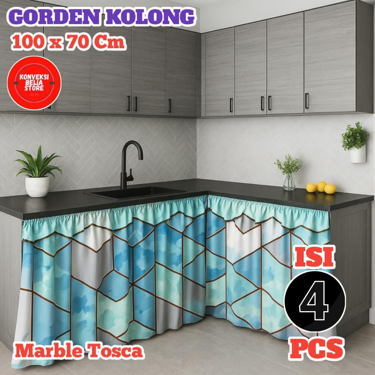 PROMO 1 Paket isi 4 Pcs 100 x 70cm free tali CURTAIN gorden kolong dapur