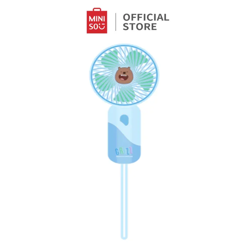 Miniso x We Bare Bears Kipas Tangan Festival Musik Tepi Pantai Kipas Kecil Genggam Kipas Kecil Yang Lucu Ringan dan Mudah Dibawa 1