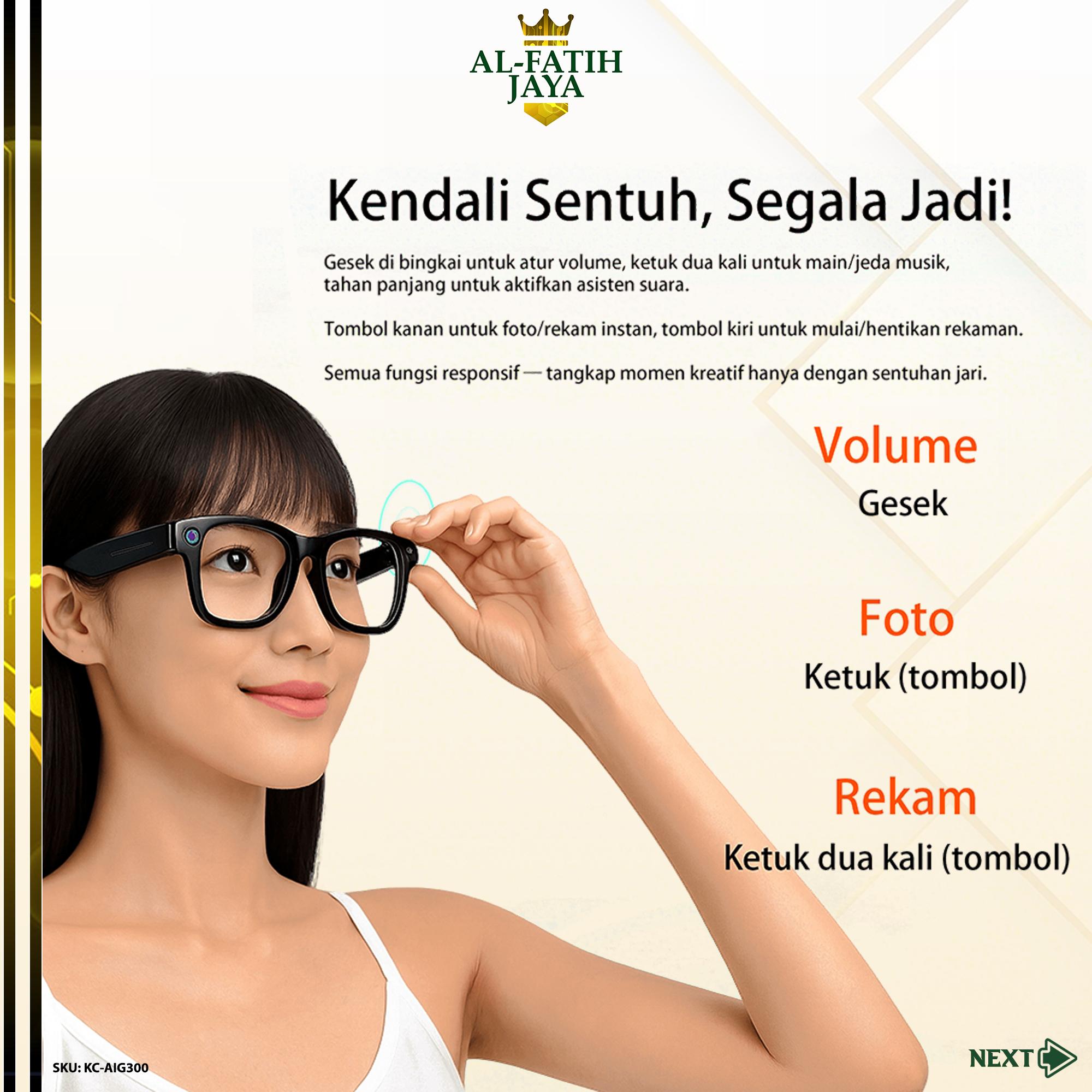 G300 AI Intelligent Glasses Kacamata Cerdas Kamera 800W Pixel HD Video Recording Voice Call Bluetooth AI Translation Penerjemah Langsung Gaya Modern Paling Canggih