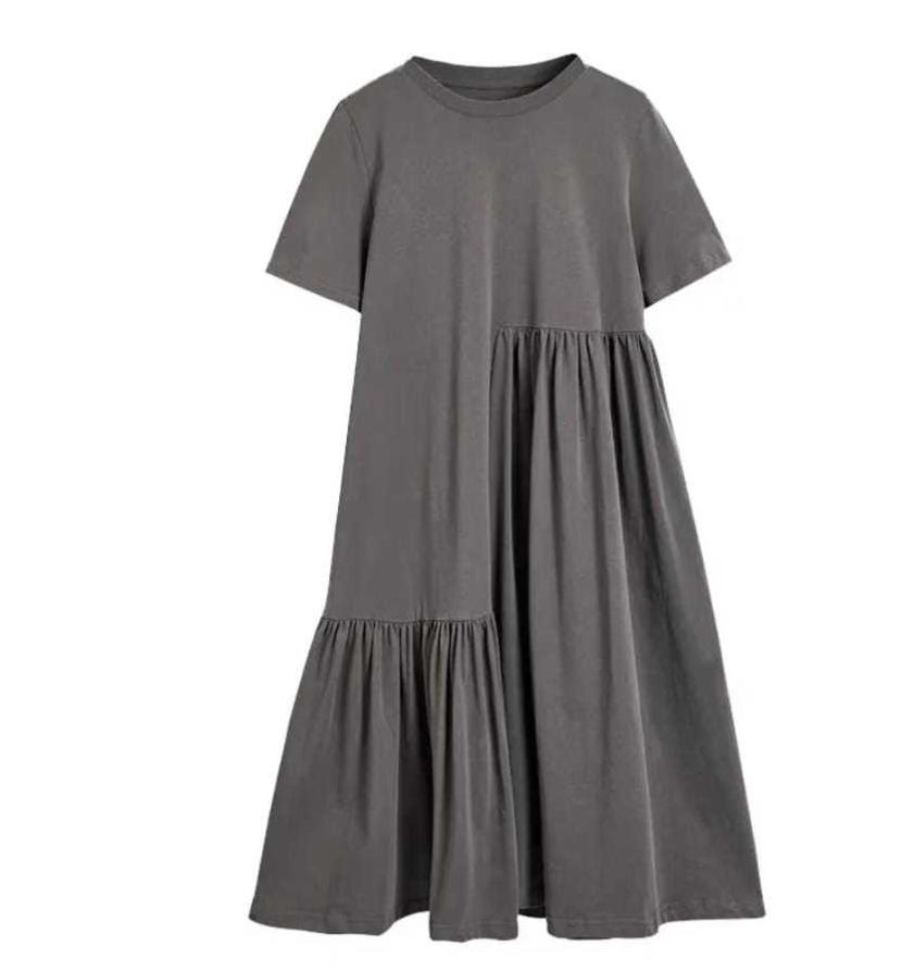 SESIL MIDI DRESS KAOS TANGAN PENDEK | GAUN ABG REMAJA FULL COTTON 100% NTR Casual Wanita REMPEL COMBED BLOUSE Maxi