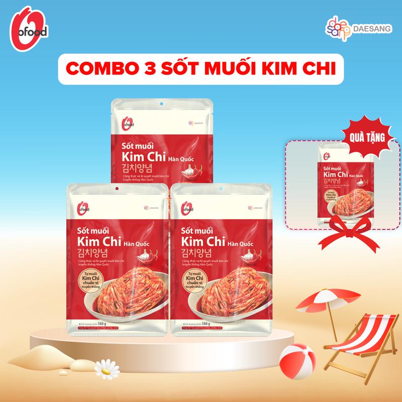 Combo 3 gói sốt muối kim chi O'food 180g / gói Tặng 1 hộp nhựa cao cấp 2L