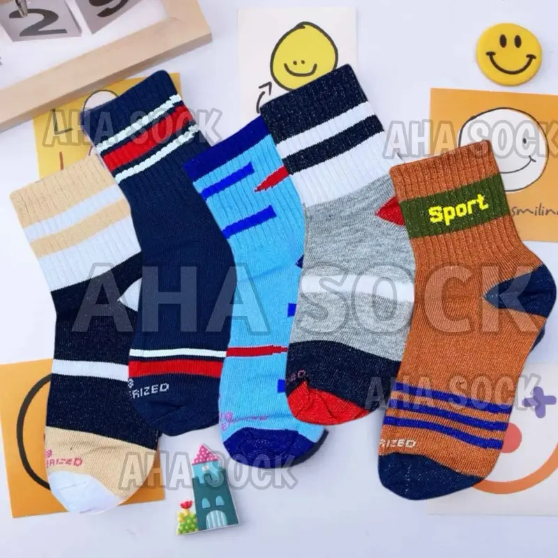 Paket [4 PASANG] Kaos Kaki Anak Motif Distro | Kaos Kaki Fashion Anak Old School Setengah Betis Lembut dan Nyaman Katun Ukuran PAUD TK SD