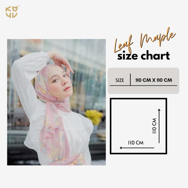 Koyu Hijab Segiempat Motif Viney Leaf Maple (Autumn Series) Sutra 8