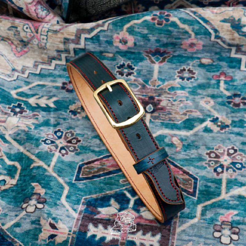 HISTRO  blue iron leather belt - sabuk kulit asli 1
