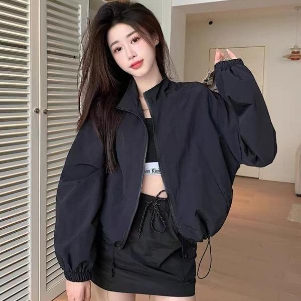 Áo Khoác Gió Nữ 2 Lớp - CROPTOP + Có Dây Rút - Áo Khoác Gió Bomber Dù Hai Lớp Chống Nước Cản Gió Chống Tia Uv Menwear TĐZ STORE