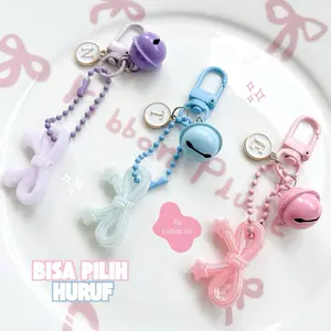 Keychain Pita Star Ada Lonceng Bunyi//BISA REQUEST HURUF//Gantungan Aksesoris Tas&Hp Bentuk Pita Lucu Untuk Wanita