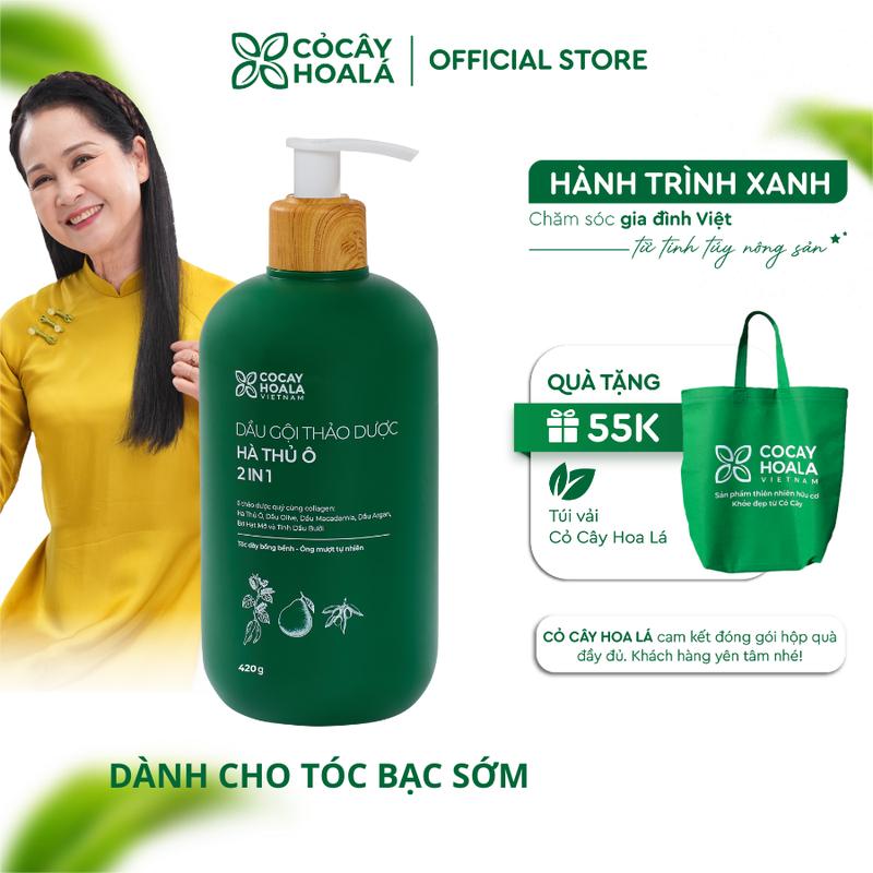 [PHIÊN BẢN NÂNG CẤP] Dầu Gội Thảo Dược Hà Thủ Ô 2IN1 Cỏ Cây Hoa Lá 420G, Giúp Giảm Gãy Rụng, Giúp Tóc Trông Dày và Bồng Bềnh