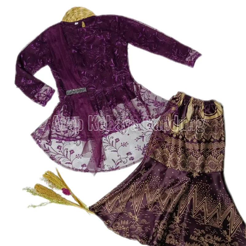 (AKB1) Setelan Baju Kebaya Anak Perempuan Model Rok duyung Cocok umur 4-14 tahun fashion keren kekinian Bordir 3