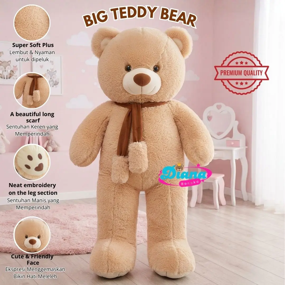 Boneka Teddy Bear Telapak JUMBO 90cm - Mainan Boneka Beruang Teddy Besar - Plastik