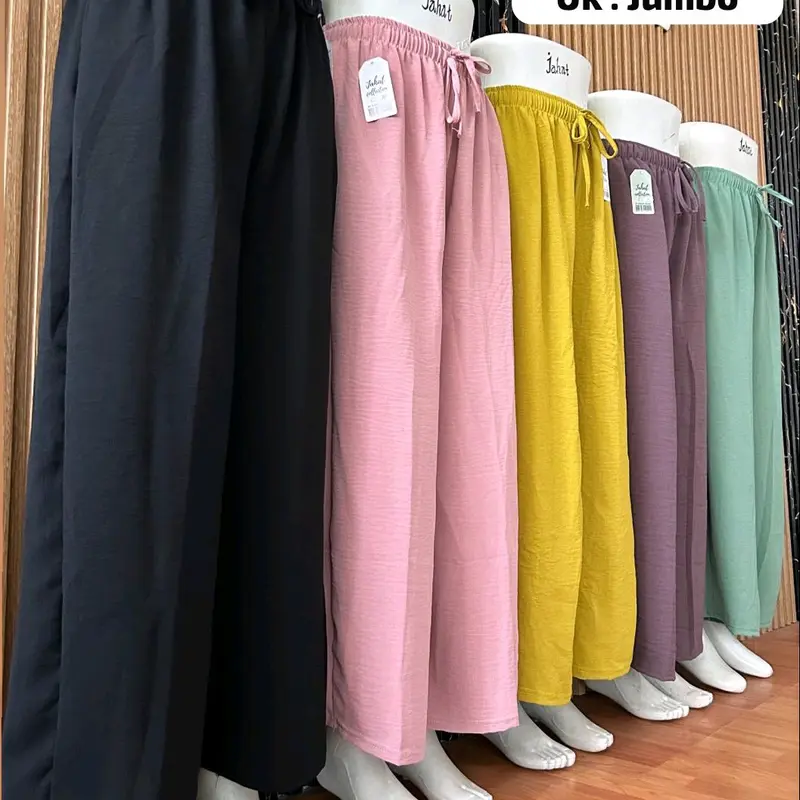 Celana Crinkle Jumbo Serut Wanita - Kulot Airflow Tali Serut - Karet 3