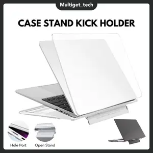 Clear Case With Bracket Stand Kompatibel Untuk Mac book Air 13 2018/2020 / Air M2 M3 / 2020-2022 Pro 13 M1/M2 / Pro 14" Premium Casing Pelindung Transparan