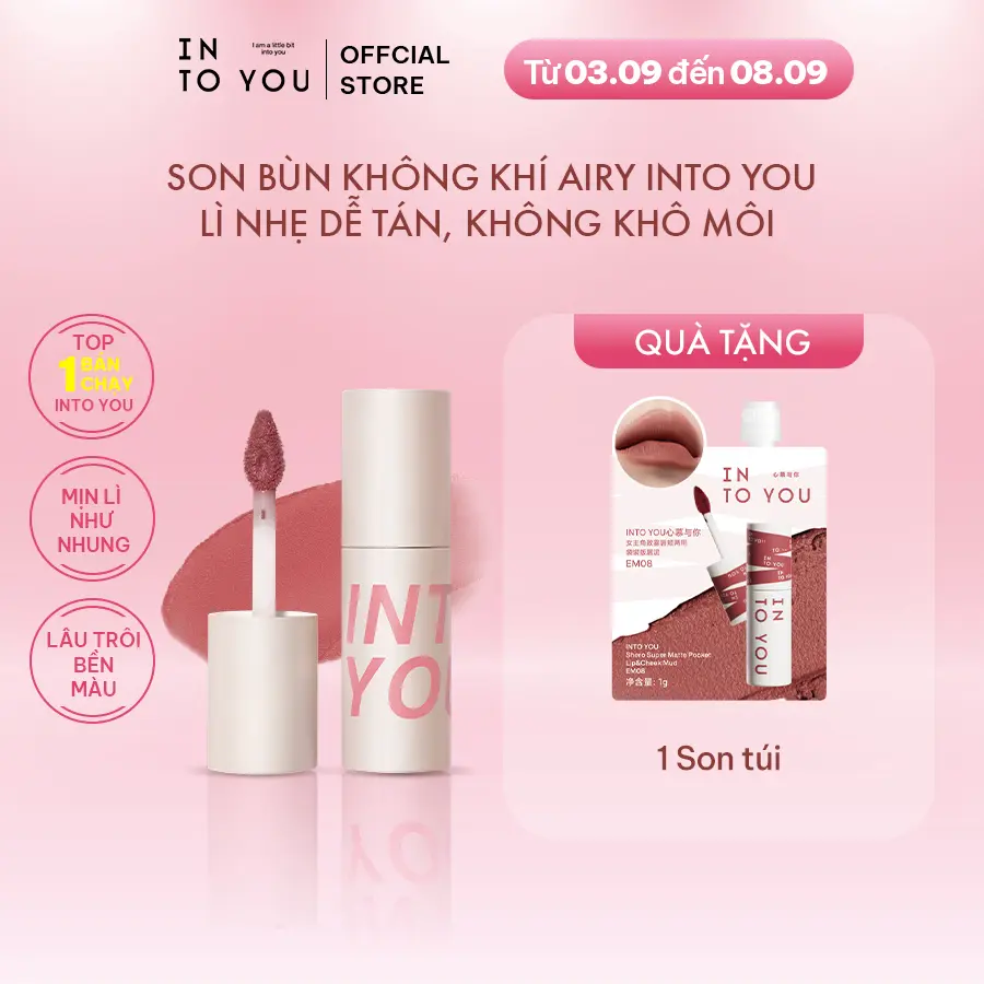 Son Bùn Không Khí Airy INTO YOU Lì Nhẹ Dễ Tán, Không Khô Môi Phù Hợp Với Nhiều Tông Da 1.8g