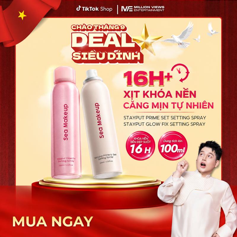 [Long Chun×Sea Makeup] Xịt khoá nền Sea Makeup Hỗ trợ cố định lớp trang điểm dưỡng ẩm lâu trôi và hiệu quả lì mịn 100ml