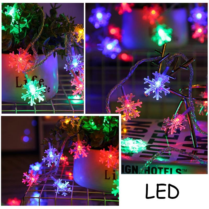 Snowflake Christmas LED Lights String Garland 2023 Christmas Decoration Navidad New Year Decorative Holiday Fairy Light for Room 9
