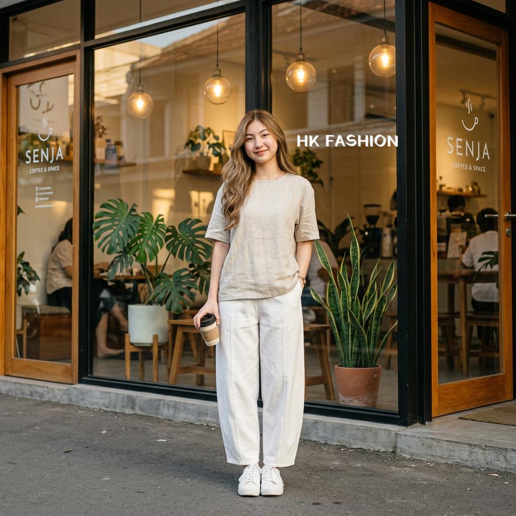 Celana Barrel Pants - Celana Panjang Bawahan Wanita - Celana Wanita Katun Streetwear Style Skena Highwaist