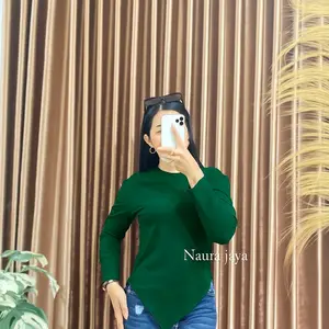 Nagika O-neck Sleeve lengan panjang atasan wanita kekinian rayon premium Atasan  Polos (atasan saja)