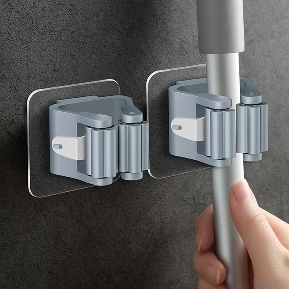 Wall Mount Mop Hooks Bathroom Kitchen Living Room Brush Broom Umbrella Clamp Holder Vesion Stainless Steel Mop Holder
