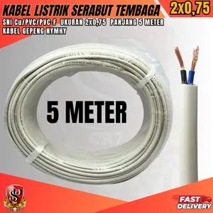 Kabel listrik serabut tembaga murni 2x0,75mm tersedia ukuran 5meter.10meter.15meter.20meter.25meter