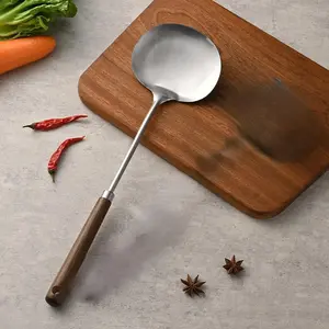 SPATULA PREMIUM SPATULA JAMUR STAINLESS STEEL AWET TAHAN KARAT SPATULA DAPUR GAGANG PANJANG kayu walnut + stainless steel