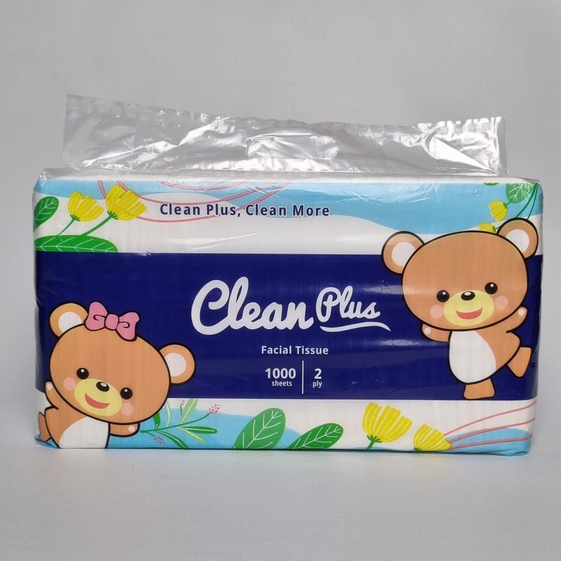 Tisu Wajah Halus Clean Plus Tissue 1000 sheets/2000 helai 2 ply Super ...
