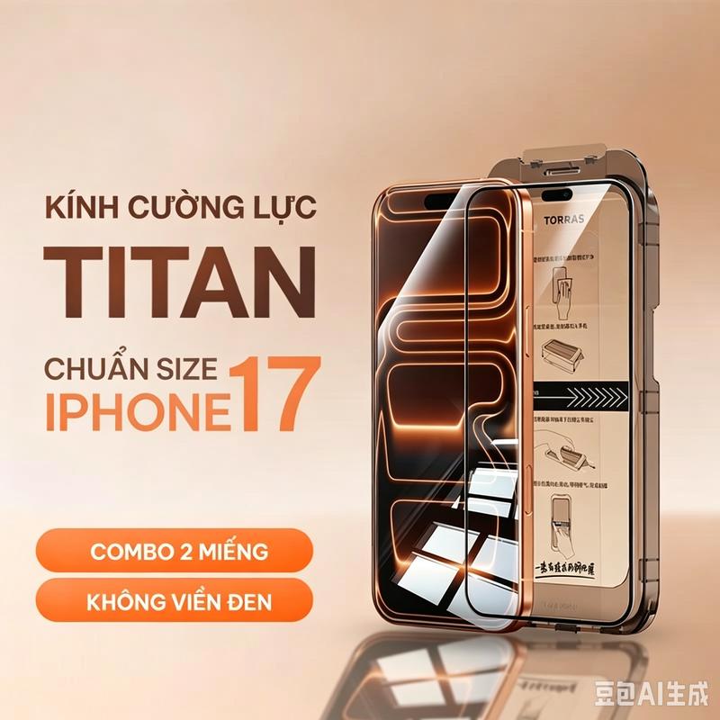 Combo 1 hộp 2 miếng Kính cường lực TORRAS Titan, Không viền đen, Không lẹm m